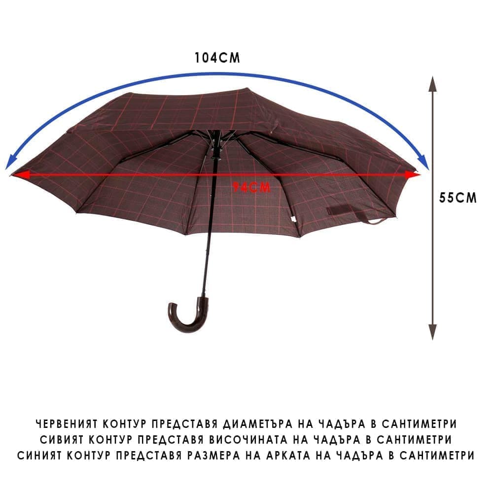 Полуавтоматичен чадър CLIMA C-COLLECTION модел GARBO бордо