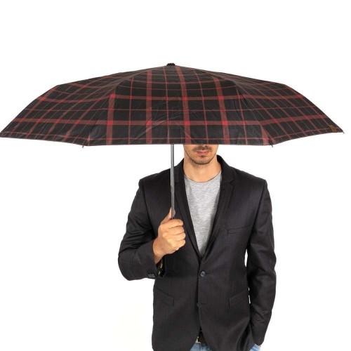 Автоматичен мъжки чадър CLIMA BISETTI модел CUADRADO черен-червен