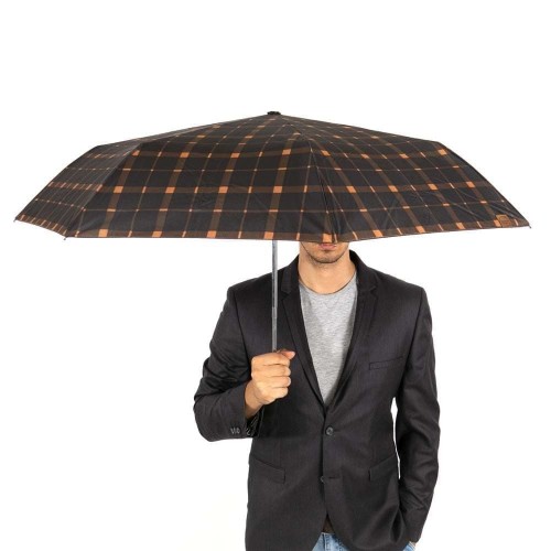 Автоматичен мъжки чадър CLIMA BISETTI модел CUADRADO черен-оранжев