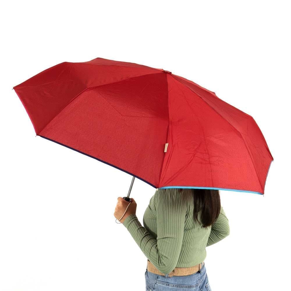 Автоматичен чадър CLIMA BISETTI модел BRILLANTE с UV защита червен