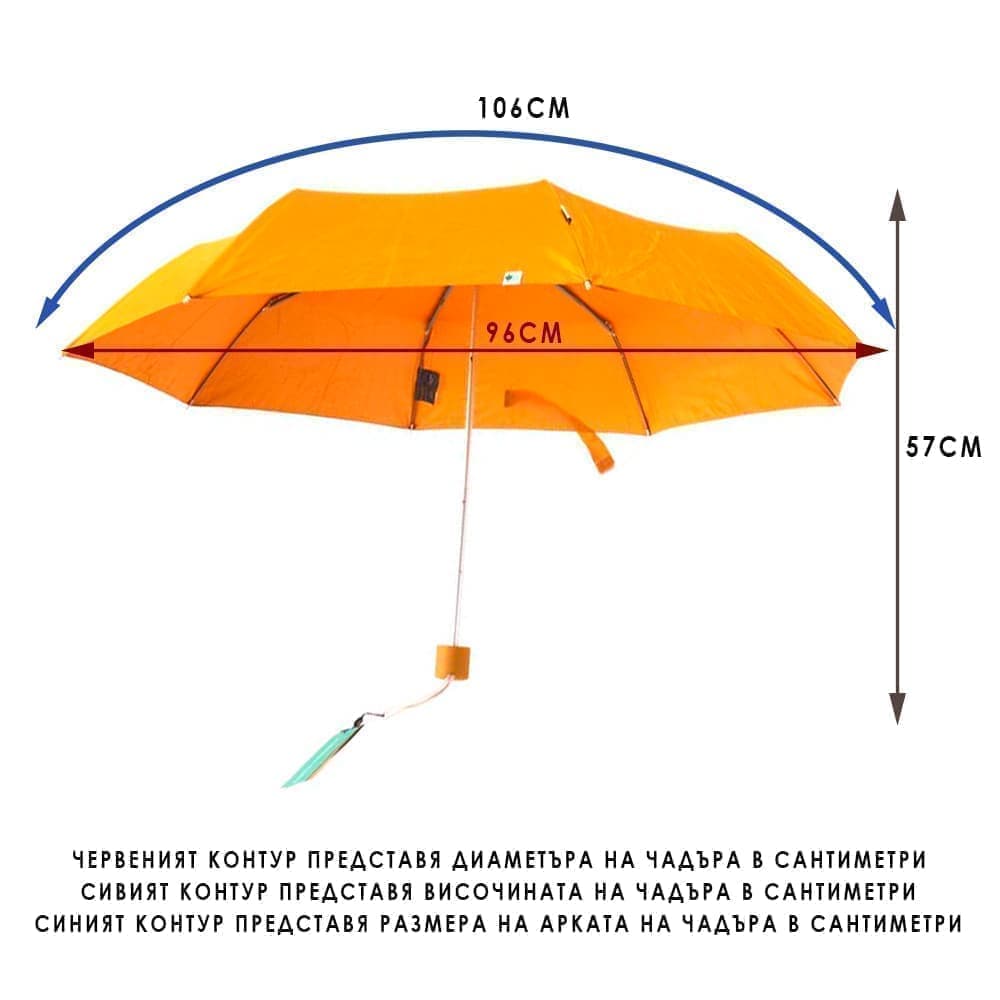 Чадър с ръчно затваряне модел TIERRA с UV защита и олекотена конструкция цвят жълт на испанската марка CLIMA BISETTI