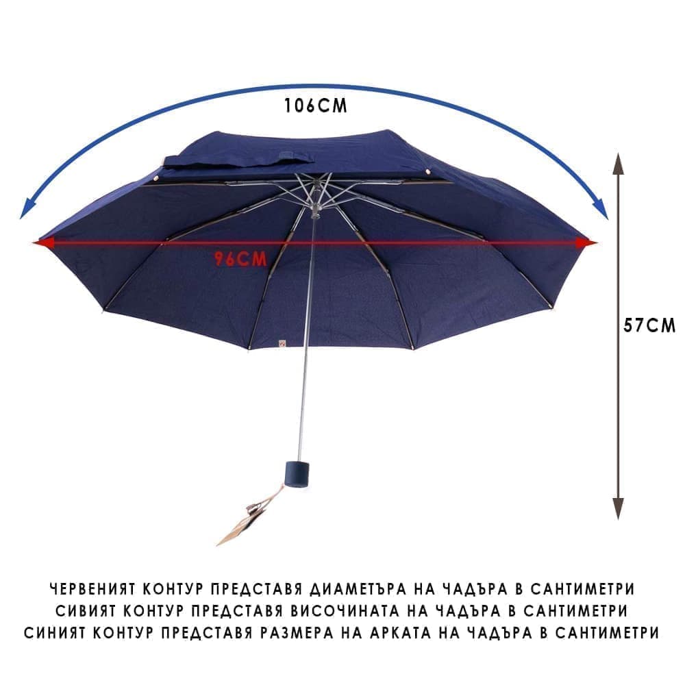 Чадър с UV защита модел TIERRA олекотена конструкция цвят тъмно син на испанската марка CLIMA BISETTI