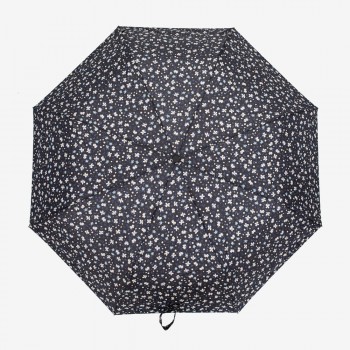 Дамски чадър модел ANDY ветроустойчив с UV защита син с цветя