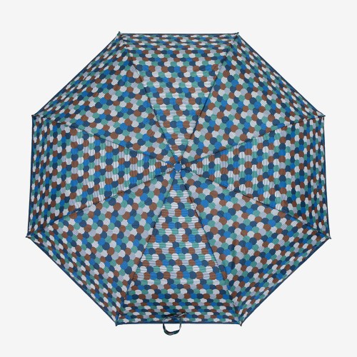 Дамски чадър модел ARIEL ветроустойчив с UV защита син-кафяв