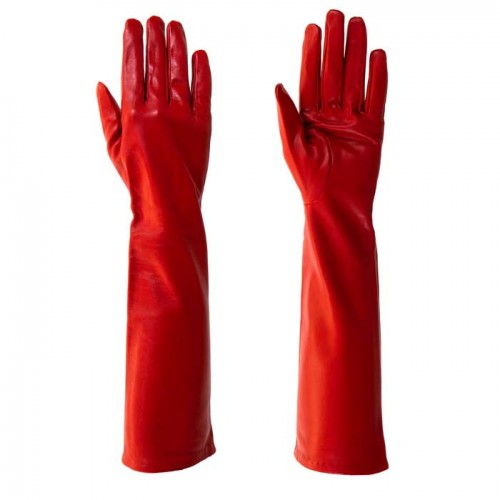 Дълги дамски ръкавици PAULA VENTI модел LAURA естествена кожа червен