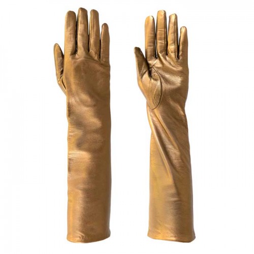 Дълги дамски ръкавици PAULA VENTI модел LAURA естествена кожа златен