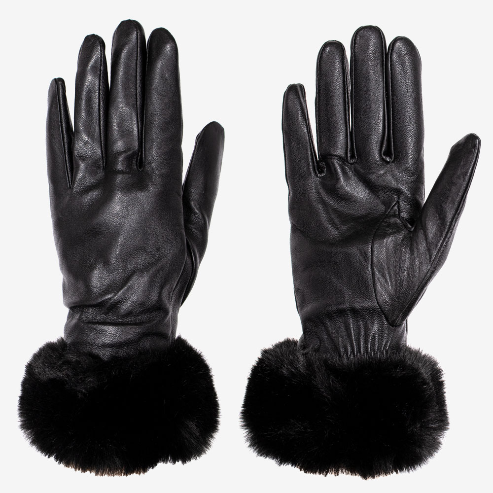 Дамски ръкавици PAULA VENTI модел ODA естествена кожа черен
