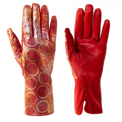 Дамски ръкавици PAULA VENTI модел JONA естествена кожа червен лазер