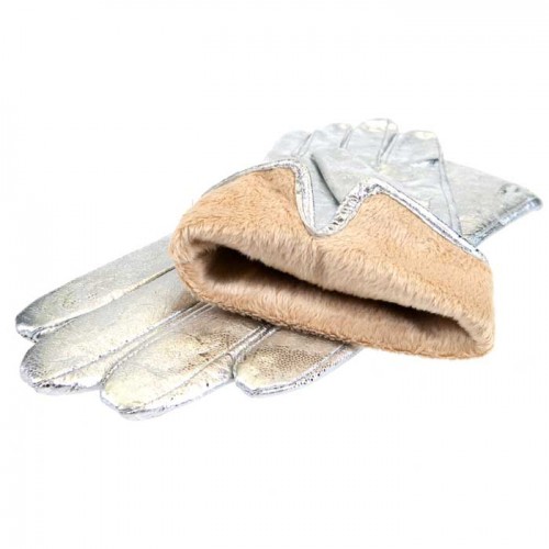 Дамски ръкавици PAULA VENTI модел JONA естествена кожа сребрист