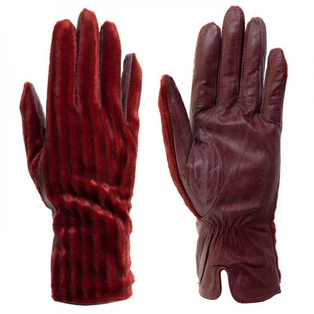 Дамски ръкавици PAULA VENTI модел OLA естествена кожа бордо