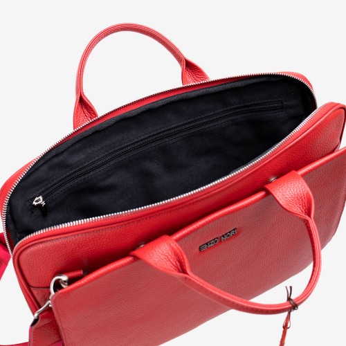 Дамска бизнес чанта ENZO NORI модел DORA естествена кожа червен