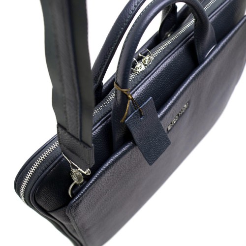 Дамска бизнес чанта ENZO NORI модел DORA естествена кожа тъмно син
