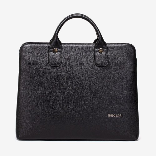 Дамска бизнес чанта ENZO NORI модел LULU естествена кожа черен