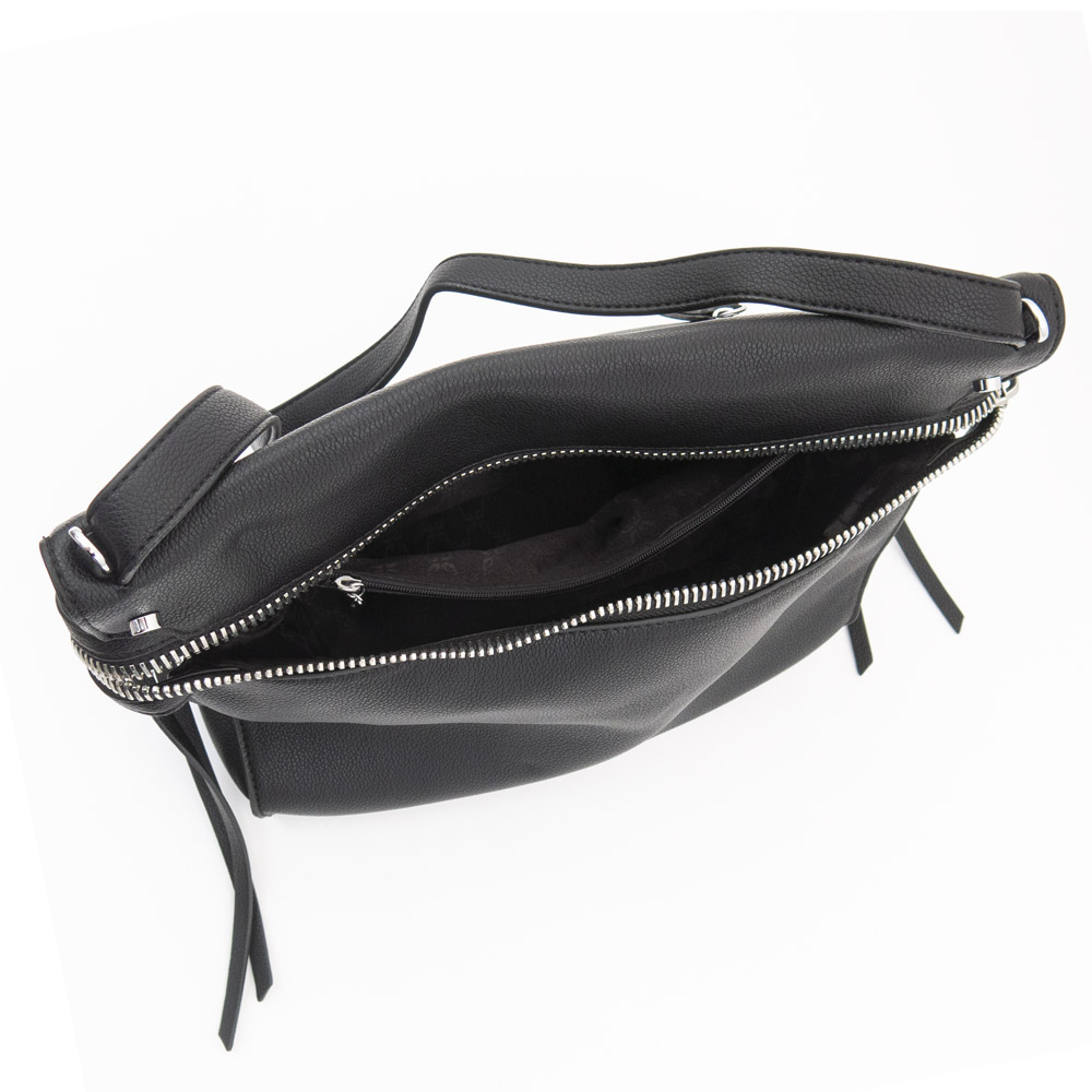 Нестандартна дамска чанта от висококачествена еко кожа ENZO NORI модел ADELINE цвят черен