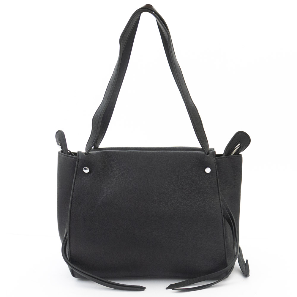 Класическа дамска чанта с удобно разпределение ENZO NORI модел MAZZI от висококачествена еко кожа цвят черен