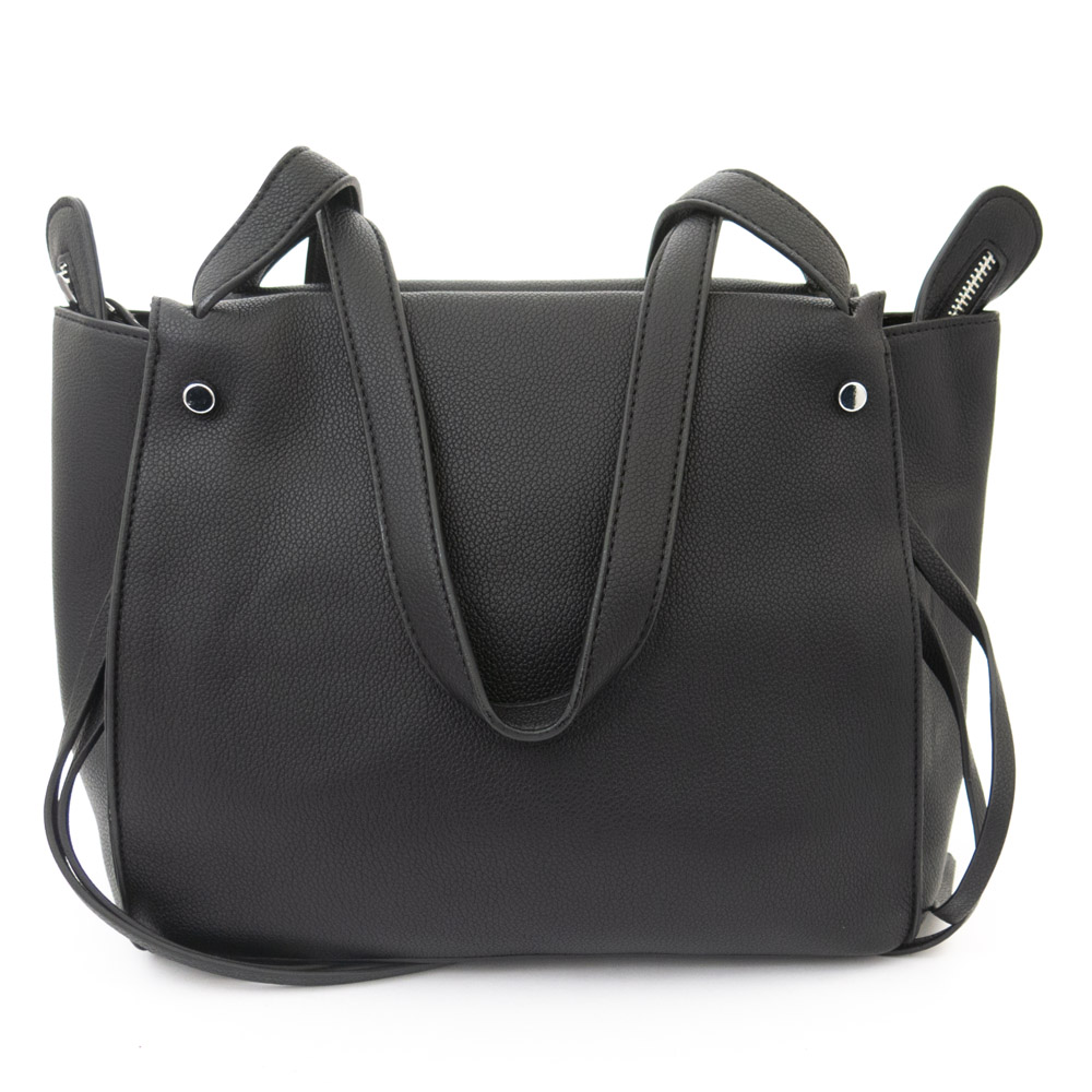 Класическа дамска чанта с удобно разпределение ENZO NORI модел MAZZI от висококачествена еко кожа цвят черен