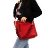 Дамска чанта от еко кожа PAULA VENTI червена с две дръжки и твърдо дъно