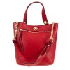 Дамска чанта от еко кожа PAULA VENTI червена с две дръжки и твърдо дъно