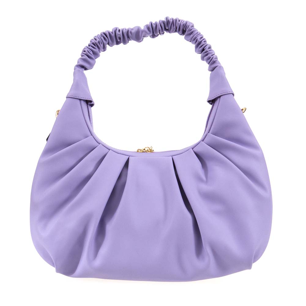 Дамска чанта Paula Venti от еко кожа лилава малък размер с допълнителна дълга дръжка 