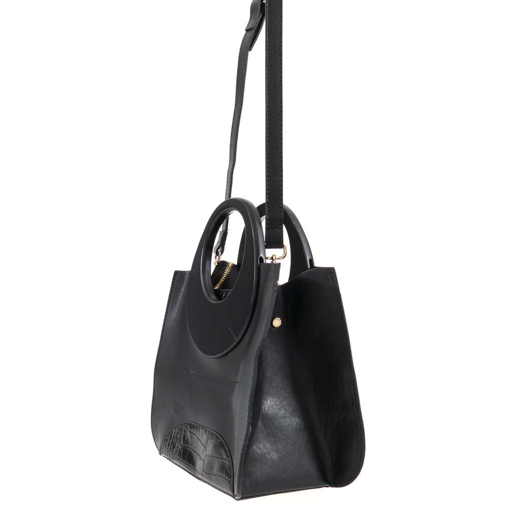 Елегантна дамска чанта PAULA VENTI от висококачествена еко кожа модел OLYMPIA цвят черен