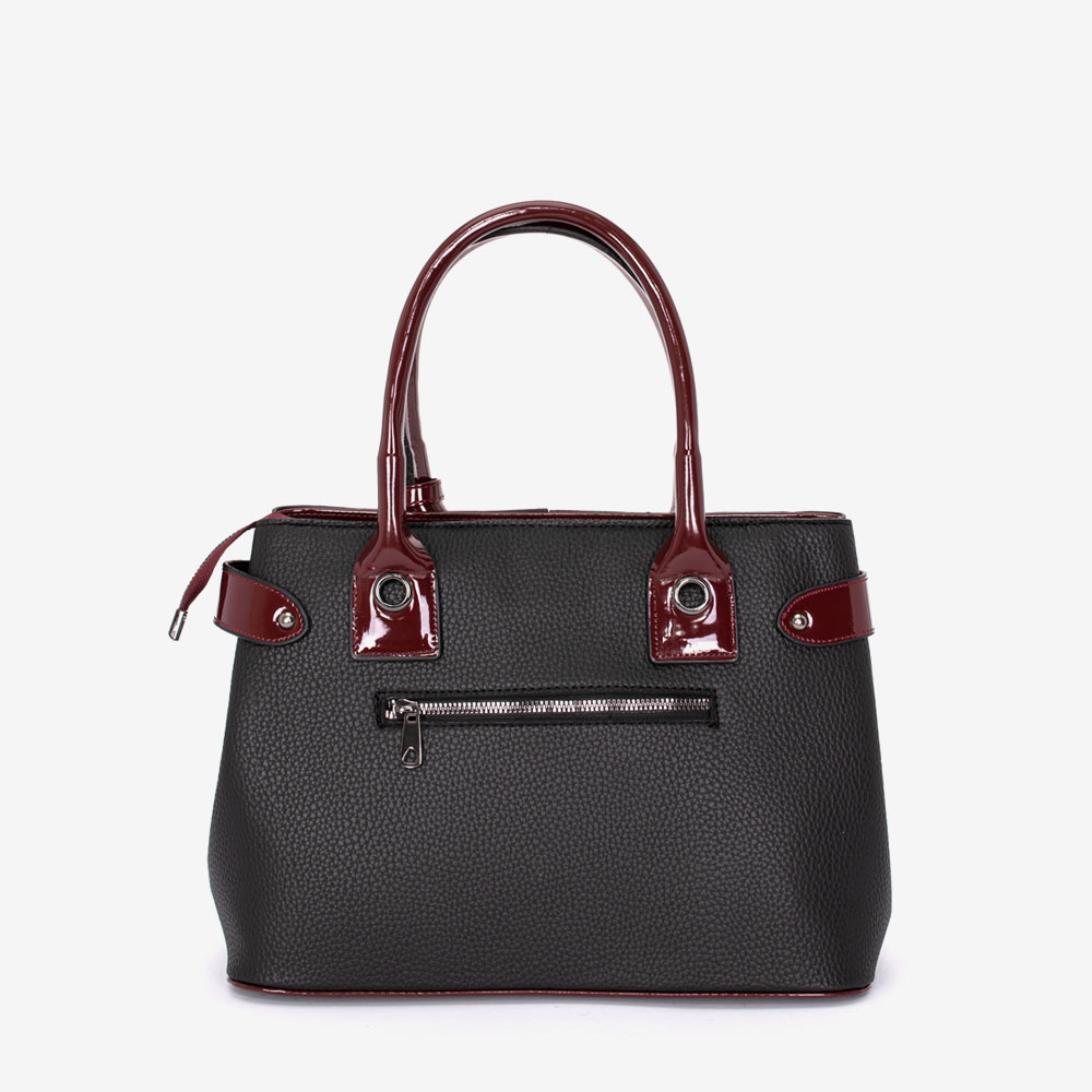 Дамска чанта модел DEISY еко кожа черен-червен