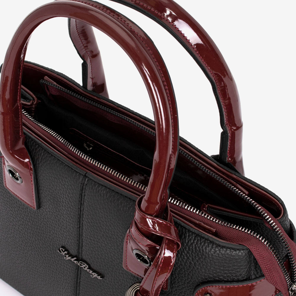 Дамска чанта модел DEISY еко кожа черен-червен