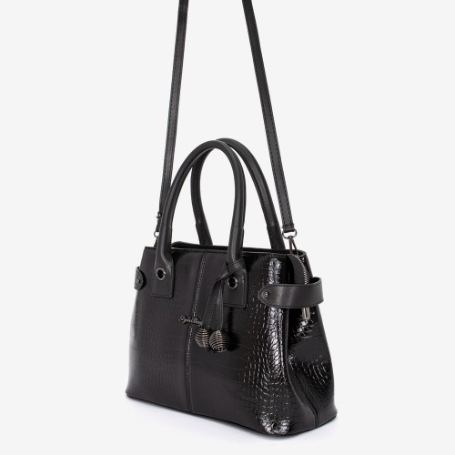 Дамска чанта модел DEISY еко кожа черен принт