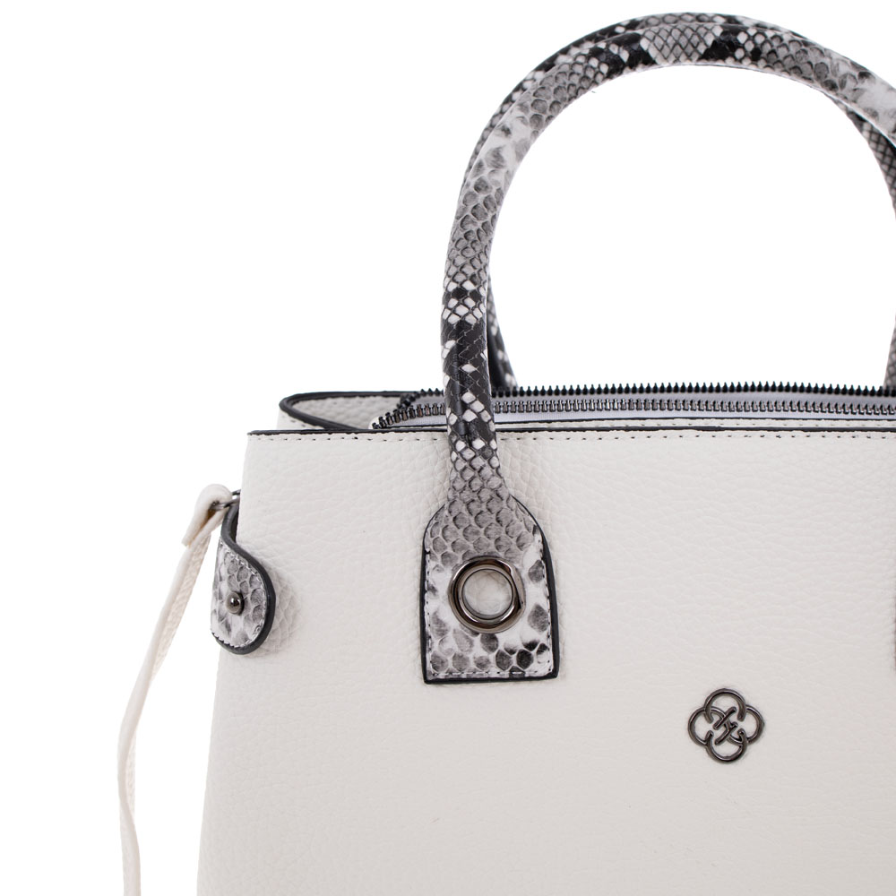 Дамска чанта PAULA VENTI модел Lori еко кожа бял с кроко елемент