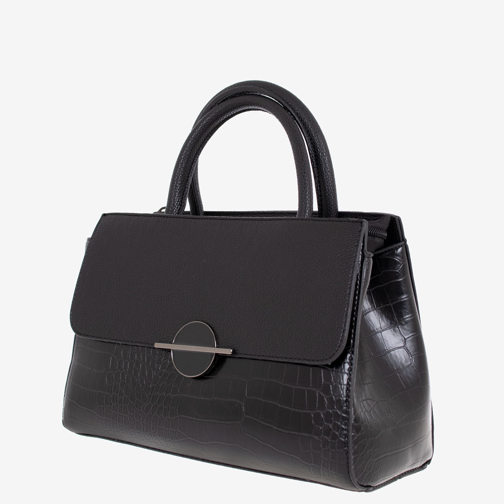 Дамска чанта PAULA VENTI модел RITA еко кожа черен кроко