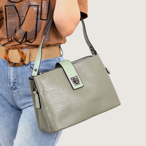 Малка дамска чанта PAULA VENTI модел GLAM еко кожа зелен