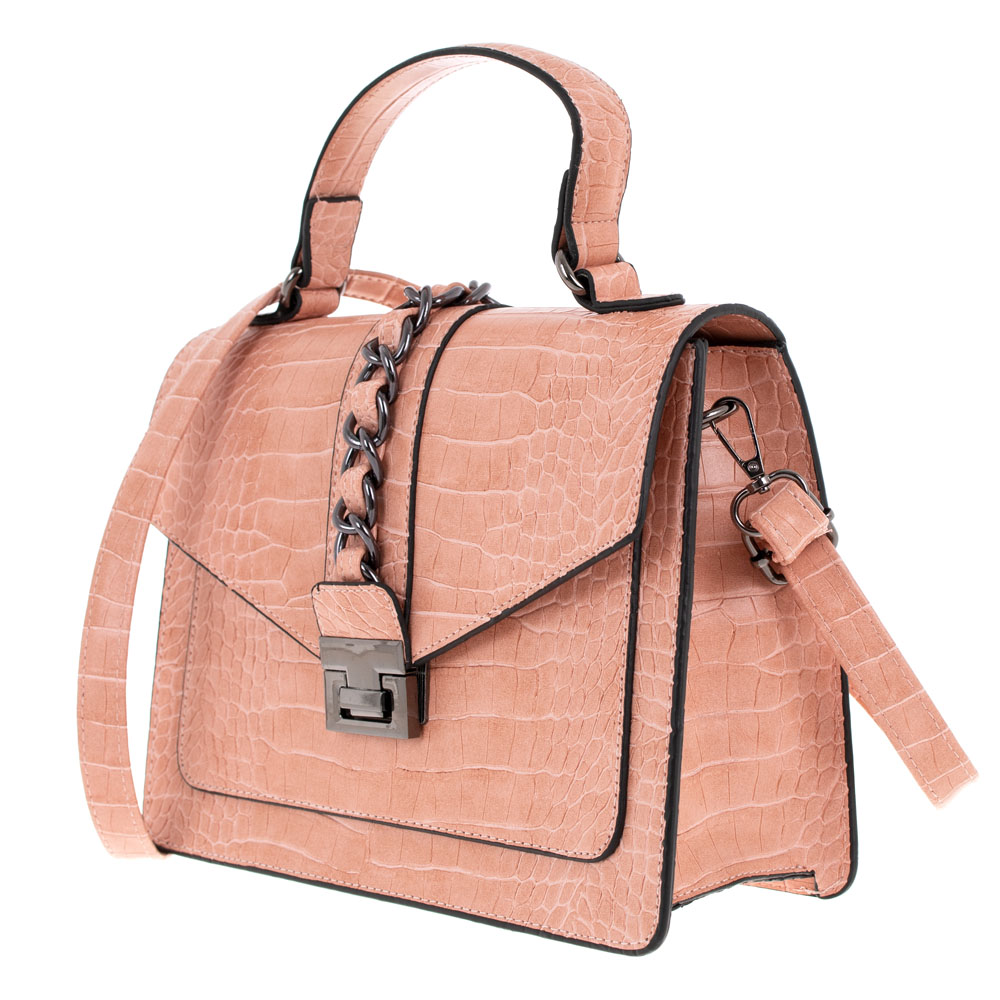 Дамска чанта PAULA VENTI модел ROMANS еко кожа розов кроко