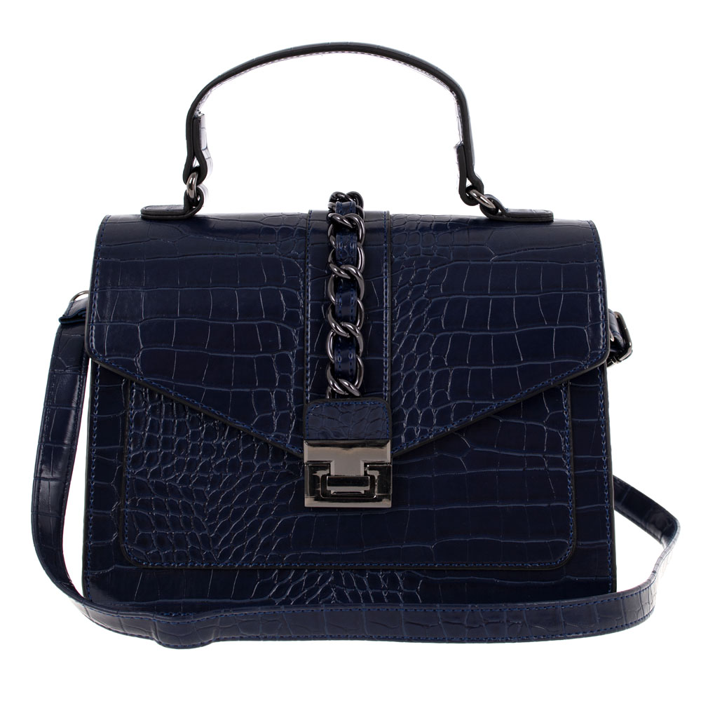 Дамска чанта PAULA VENTI модел ROMANS еко кожа тъмно син кроко