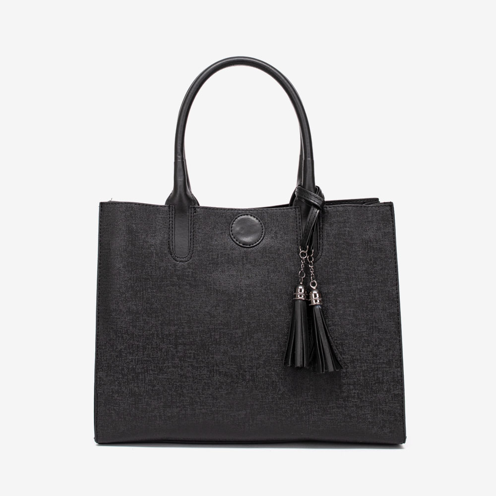 Дамска чанта PAULA VENTI модел ROSANA еко кожа черен с отблясъци
