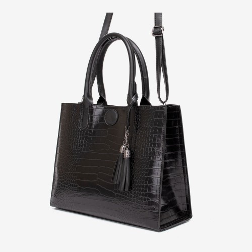 Дамска чанта PAULA VENTI модел ROSANA еко кожа черен кроко