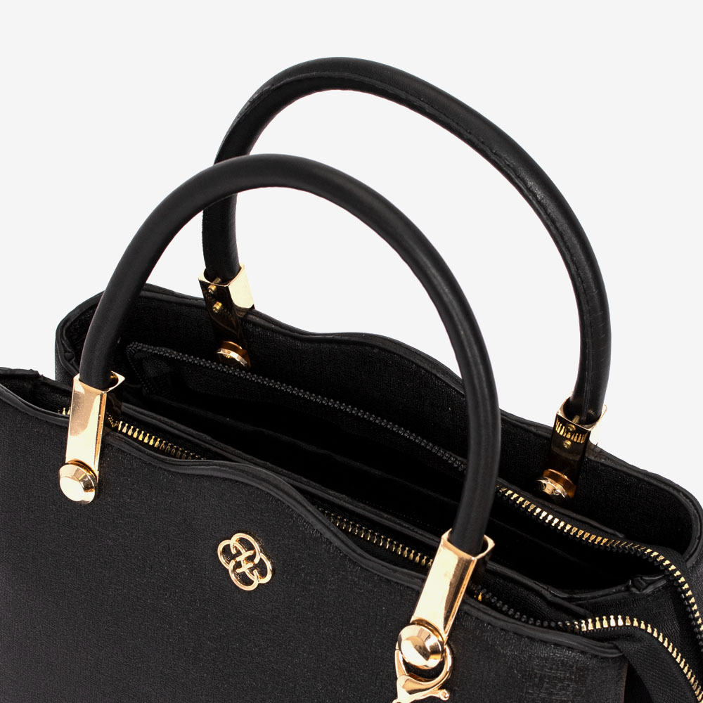 Дамска чанта модел EMIRA еко кожа черен с отблясък