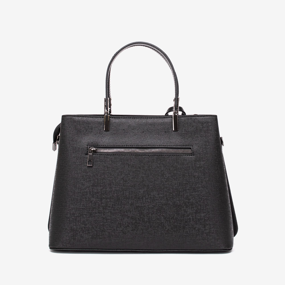 Дамска чанта PAULA VENTI модел SIA еко кожа черен с отблясъци