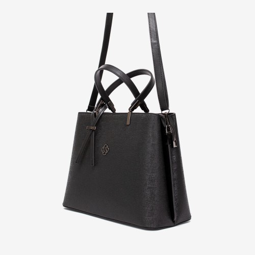 Дамска чанта PAULA VENTI модел SIA еко кожа черен с отблясъци