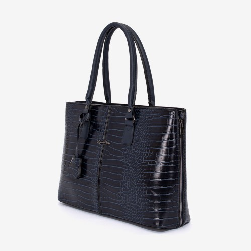 Дамска чанта модел CLARIS еко кожа тъмно син принт
