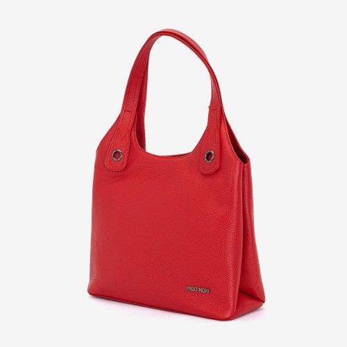 Дамска чанта ENZO NORI модел MEG естествена кожа червен