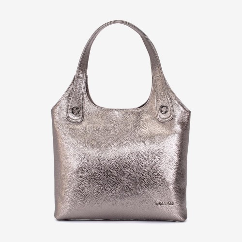 Дамска чанта ENZO NORI модел MEG естествена кожа тъмно сребро
