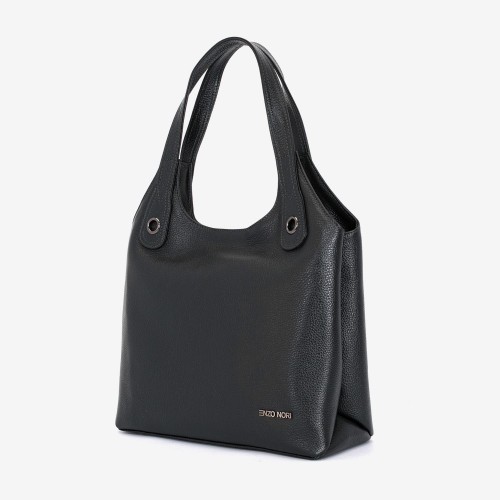 Дамска чанта ENZO NORI модел MEG естествена кожа черен