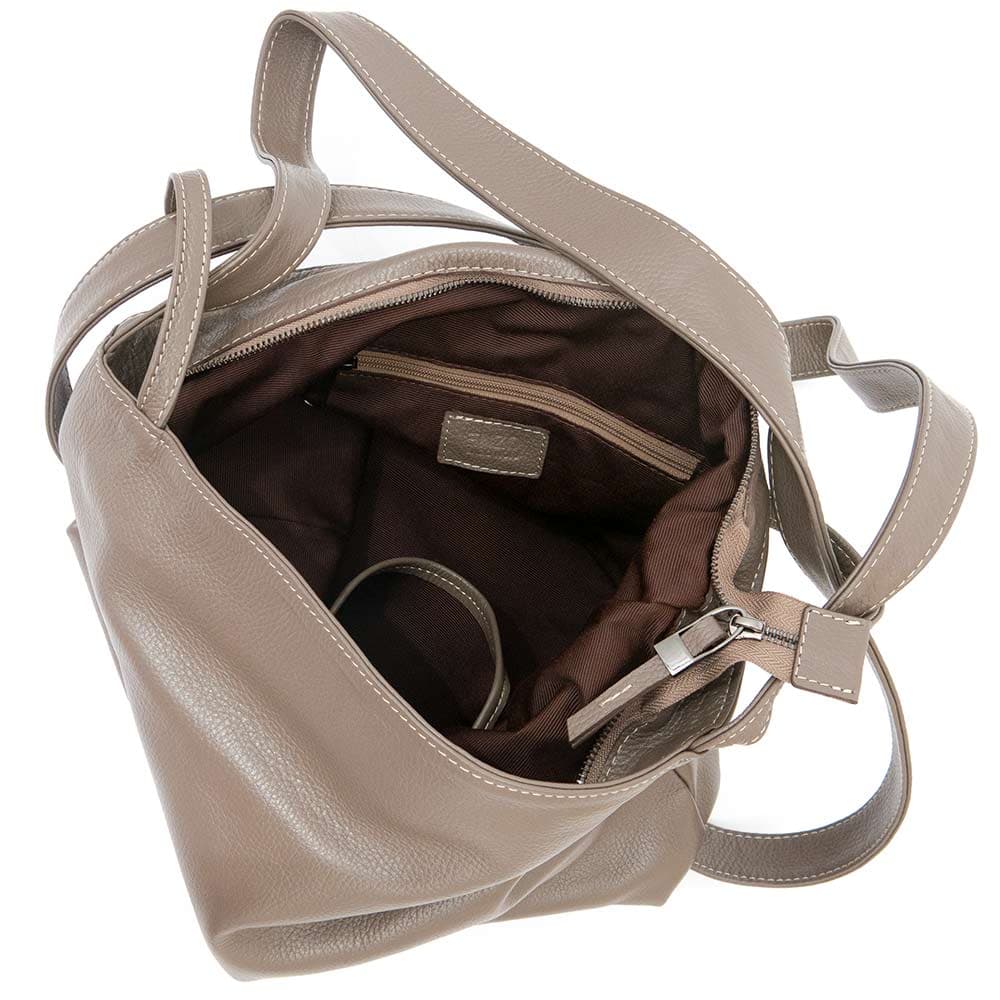 Класическа дамска чанта от естествена фина напа кожа ENZO NORI модел AIDA цвят бежов