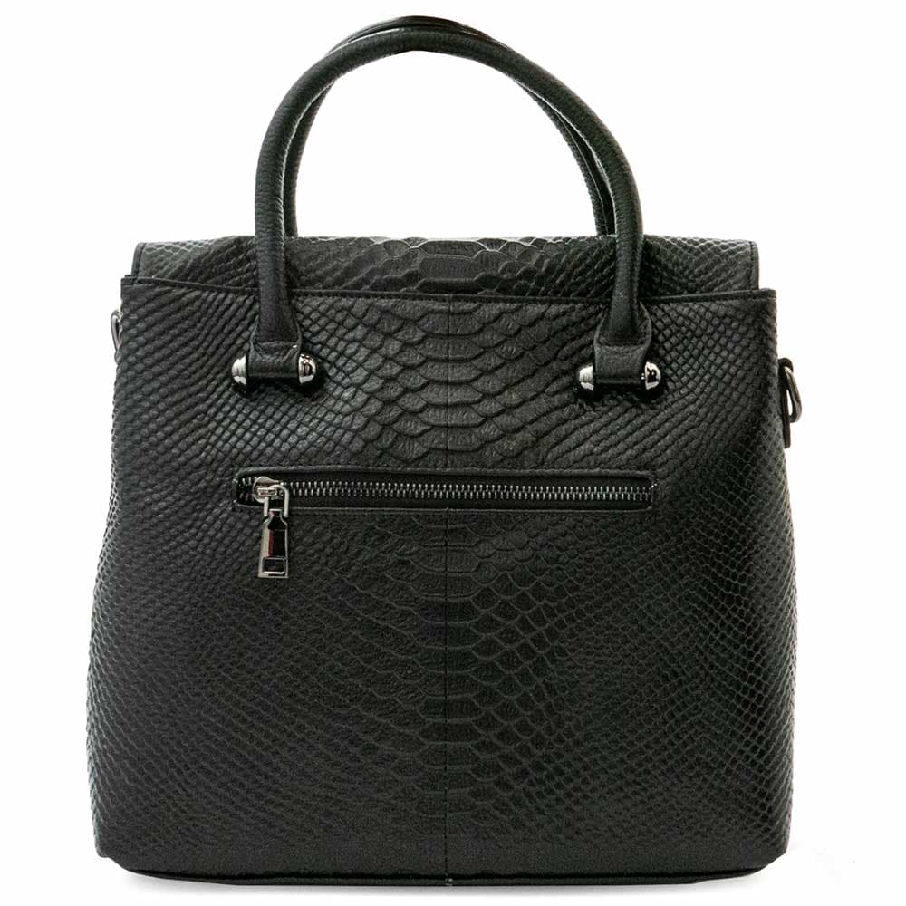 Луксозна дамска чанта от естествена кожа PAULA VENTI модел LUISA цвят черен