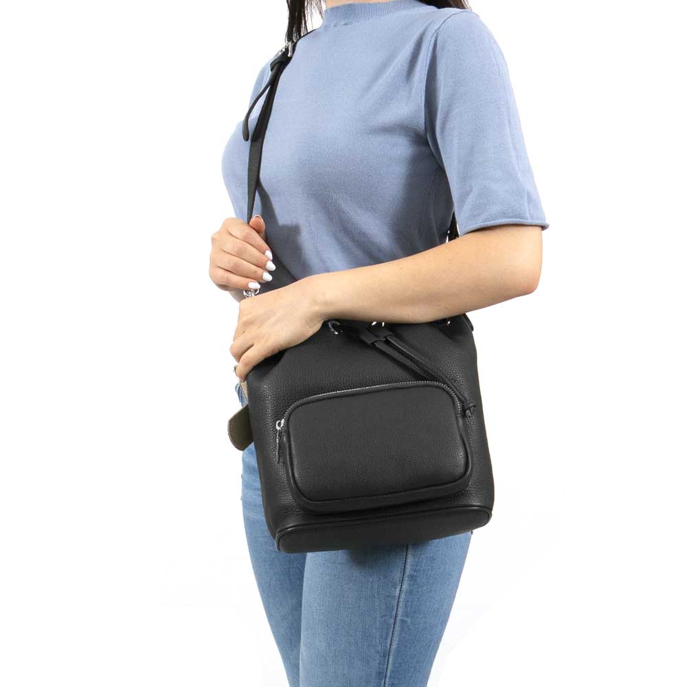 Дамска чанта ENZO NORI модел CLEO естествена кожа черен