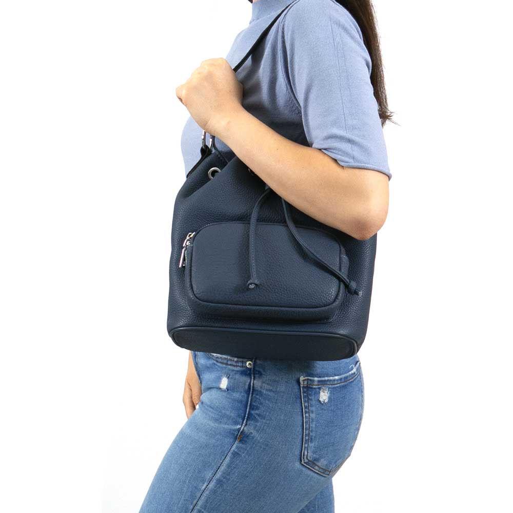 Дамска чанта ENZO NORI модел CLEO естествена кожа син