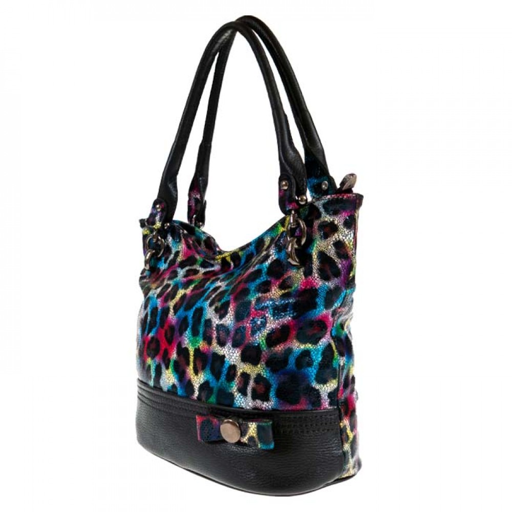 Атрактивна дамска чанта PAULA VENTI модел FELICITA естествена кожа цвят шарен леопард