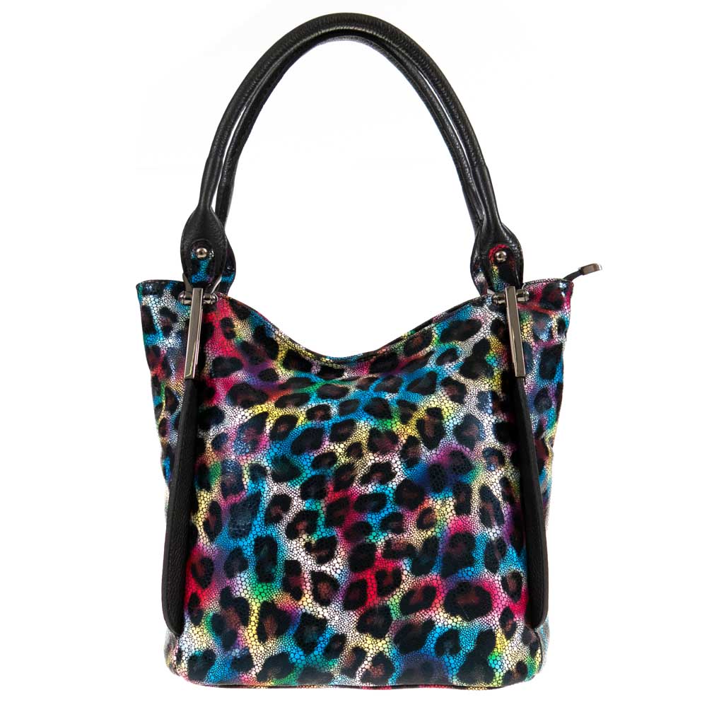 Дамска чанта тип торба PAULA VENTI естествена кожа шарен леопард