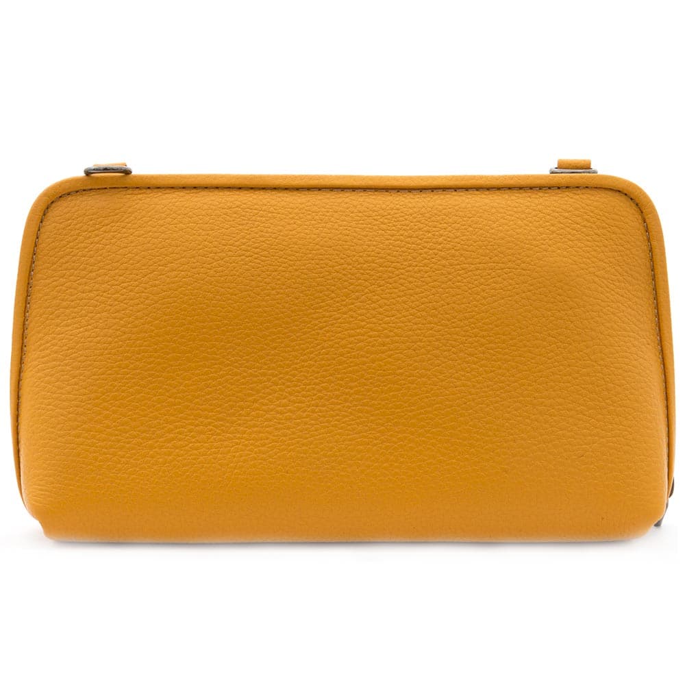 Малка дамска чанта за през рамо ENZO NORI от естествена кожа жълта с две дръжки