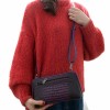 Лилава малка дамска чанта ENZO NORI модел ANGELA от висококачествена естествена кожа кроко лак