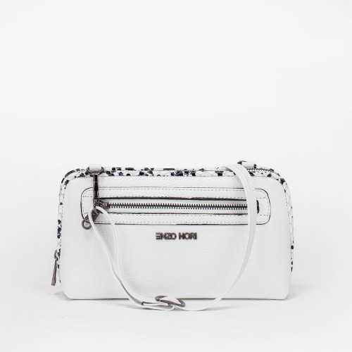 Mалка дамска чанта през рамо ENZO NORI модел ANGELA естествена кожа бял